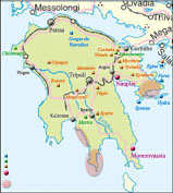 carte touristique du Ploponnse