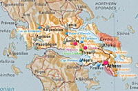 carte de l'Attique et de la Grèce centrale