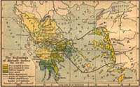 carte des débuts de la Grèce antique, VIIè avant JC