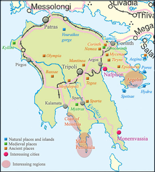 map Peloponnese
