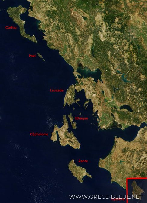 Carte des îles ioniennes