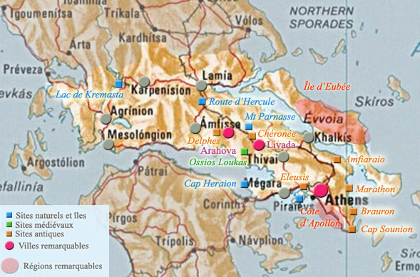 carte de l'Attique et de la Grce centrale